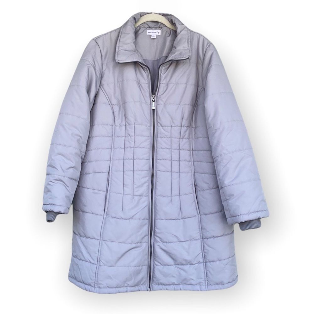 Susan Graver Gray Winter Puffer Parker Coat Sz L